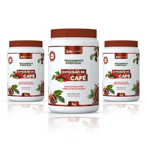 Kit Creme de Pentear e Tratamento Explosão de Café 2 em 1 1Kg (3 itens) | bn.Cachos Kit Creme de Pentear e Tratamento Explosão de Café 2 em 1 1Kg (3 itens) | bn.Cachos